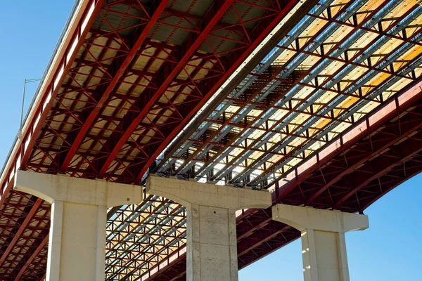 Ett Nytt Temporärt Däck Installeras Motorväg 480 Bron Söder Cleveland — Stockfoto