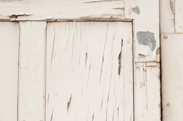 Closeup of peeling paint on an industrial door, useful for textured background