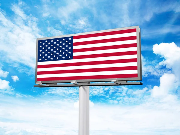 USA Flag on Modern Advertising Billboard. Flag of USA for advertising, award, achievement, festival, election.