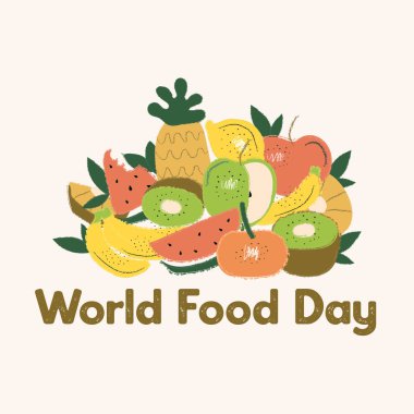 El çizimi arka plan vektörlü dünya gıda günü kavramı