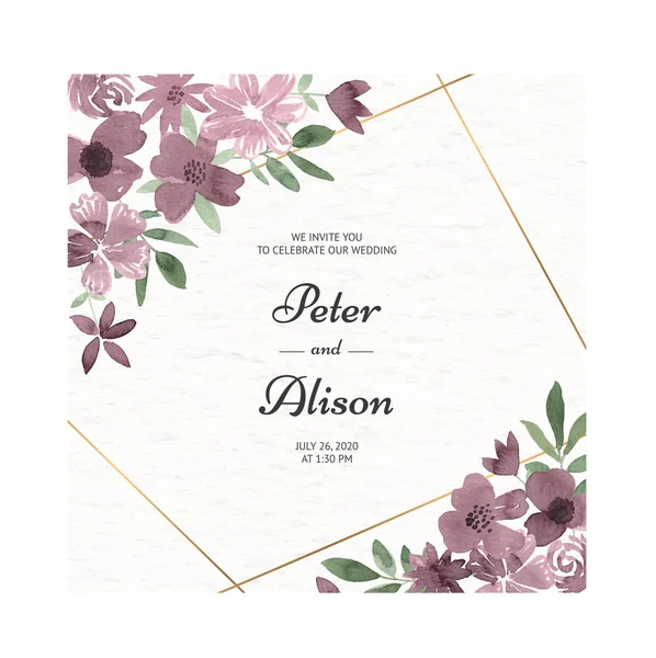 Wedding Invitation Flowers Pink Watercolor — Stock Vector