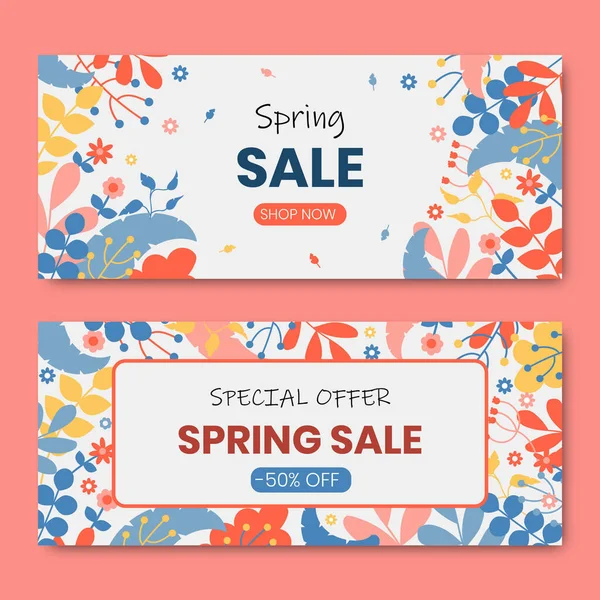 Diseño Plano Primavera Venta Banner Colección — Vector de stock