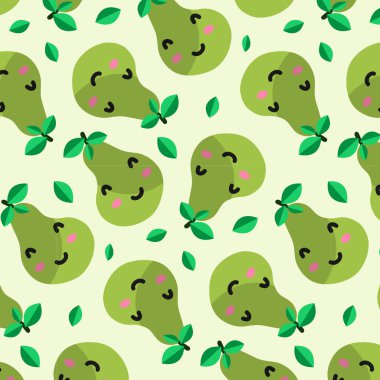 Kawaii meyve deseni. Armut vektörü