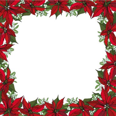 Nokta, fındık ve ökseotunun beyaz arka planda Noel çerçevesi. Beyaz üzerine Noel süslemesi. Vektör Eps 10.