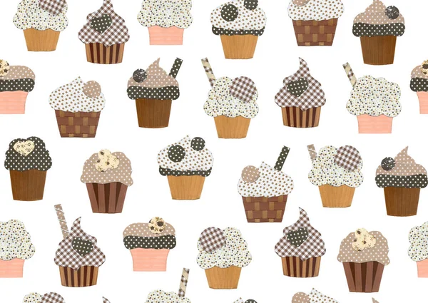 Pattern cupcakes isolated. — Stock Photo, Image