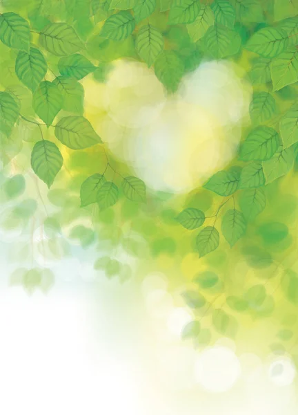 Πράσινα φύλλα κλαδιά καρδιά σχήμα — Διανυσματικό Αρχείο