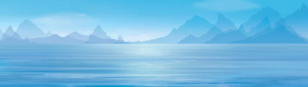 Escena azul panorámica mar — Vector de stock