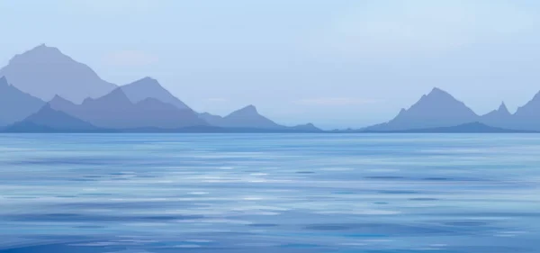 Mavi panoramik deniz sahne — Stok Vektör