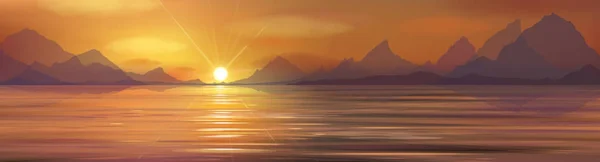 Prachtig zeegezicht met zonsondergang — Stockvector