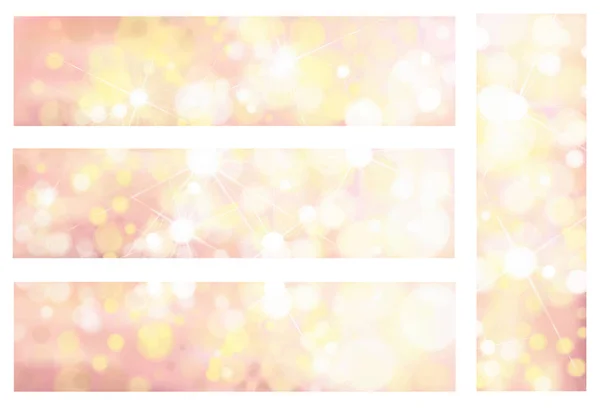 Roze en gele bokeh banners. — Stockvector