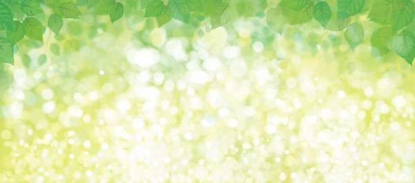 春のバナーの緑の葉 — ストックベクタ