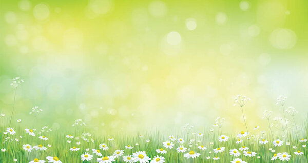 green grass border and chamomiles.