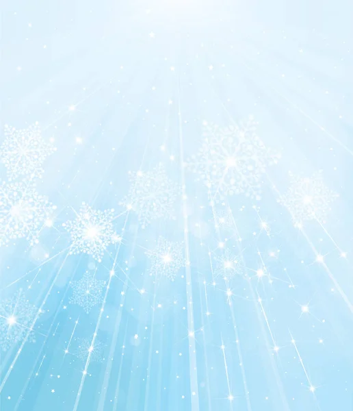 Ciel bleu avec flocons de neige — Image vectorielle