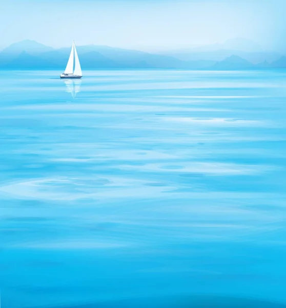 Yacht in mare blu — Vettoriale Stock