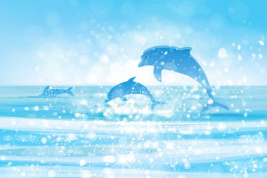 Deniz ve atlama yunuslar.