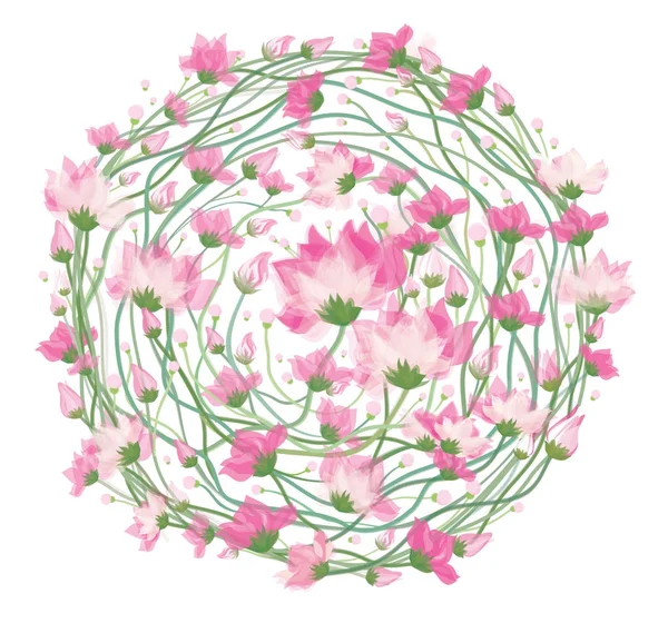 Vector Rosa Forma Círculo Floral Aislado — Archivo Imágenes Vectoriales