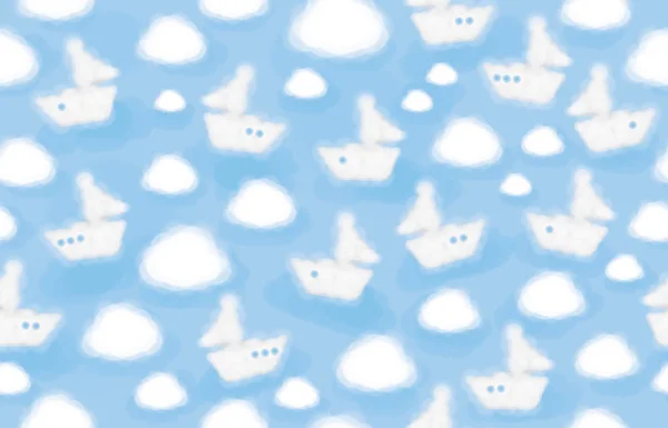 Modèle avec des nuages en forme de navires — Image vectorielle