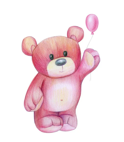 Cute baby bear holding balloon — Stock Photo, Image