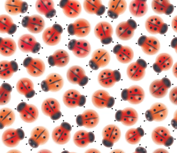 Beyaz Arka Plan Üzerinde Izole Ladybugs Dikişsiz Şirin Desen — Stok Vektör