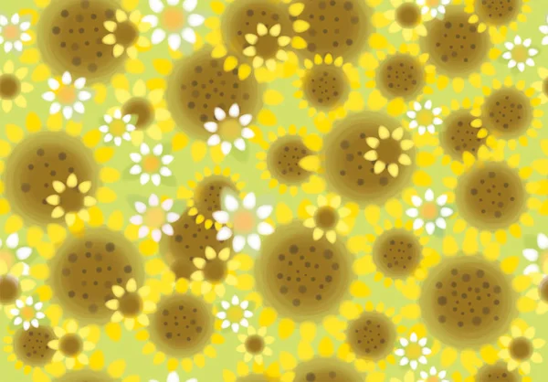 Seamless Cute Floral Pattern Abstract Sunflowers Chamomiles — Stock Vector