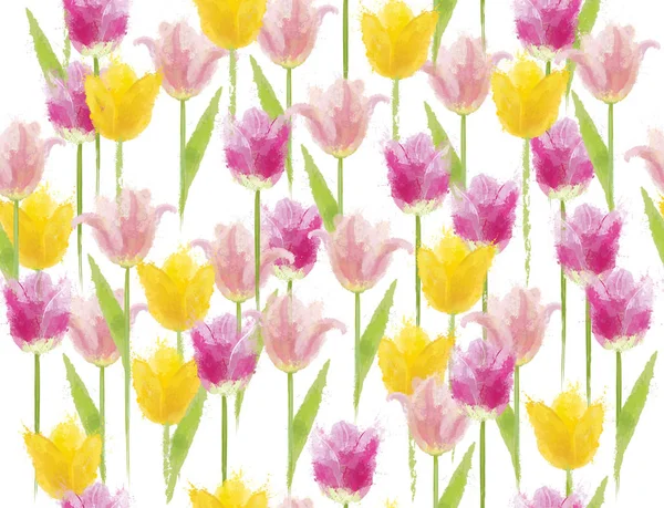 Seamless floral pattern, beautiful tulips flowers isolated