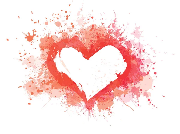 Illustration Vectorielle Des Éclaboussures Coeur Rouge Isolées Sur Blanc — Image vectorielle