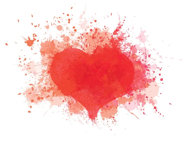 Vektorové Ilustrace Červené Srdce Šplouchání Rám Izolované Bílém — Stockový vektor