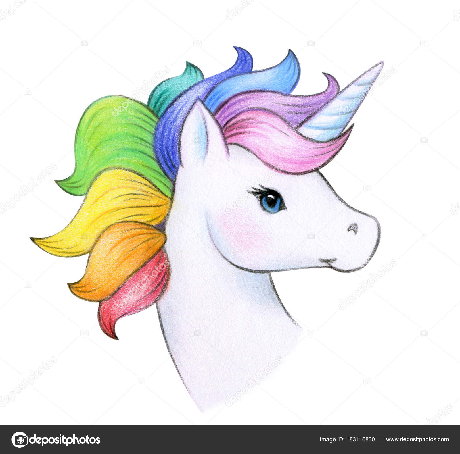 Magical Unicorn Portret Geïsoleerd Witte Achtergrond — Stockfoto © rvika #183116830