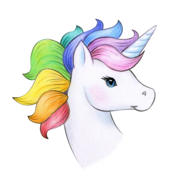 Magical Unicorn Portret Geïsoleerd Witte Achtergrond — Stockfoto