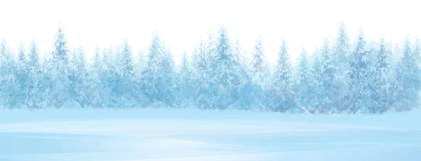 白い背景 ベクター グラフィックの冬の雪に覆われた森 — ストックベクタ