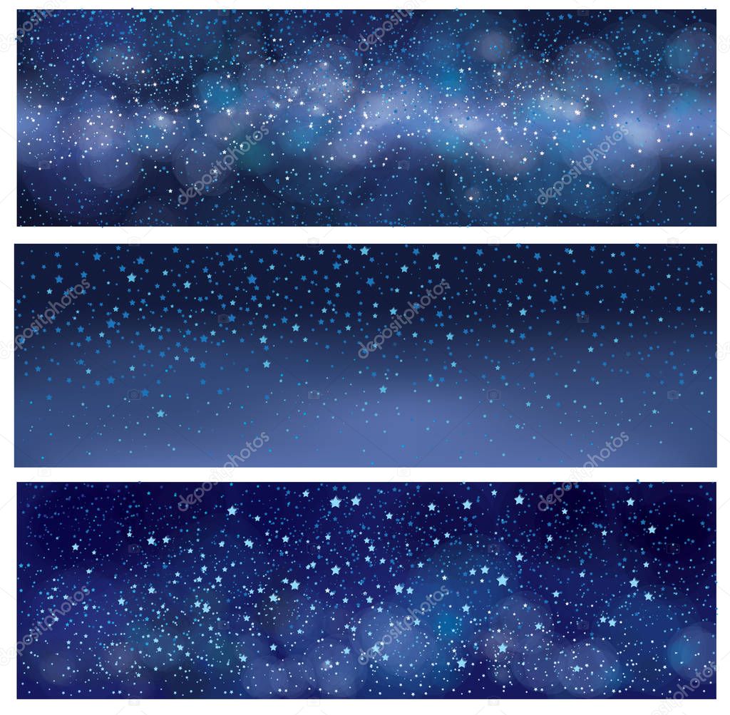 Starry night sky, milky way galaxy, vector illustration 