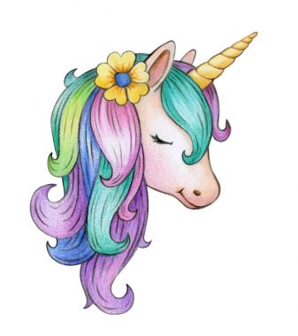 portrait of colorful unicorn isolated on white background clipart