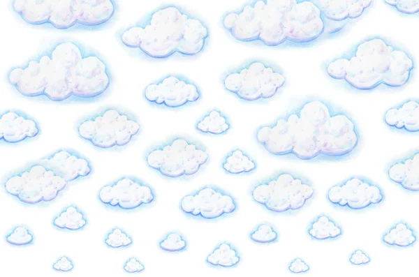 Nubes Azules Sobre Fondo Blanco — Foto de Stock