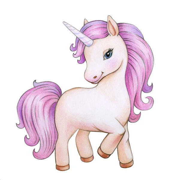 Colorful Unicorn Cartoon Isolated White Background — Stock Photo, Image