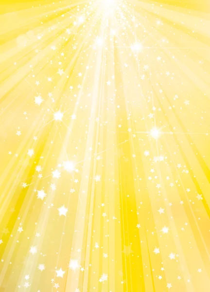 Éclat Vectoriel Fond Jaune Avec Rayons Lumières Étoiles — Image vectorielle
