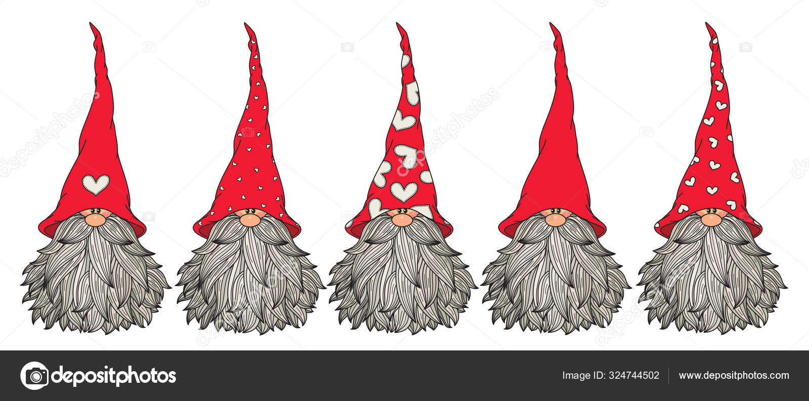 Vector cute gnomes cartoons, isolated on white. — Stock ...