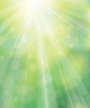 Işınlar ve ışıklar ile vektör yeşil arkaplan.