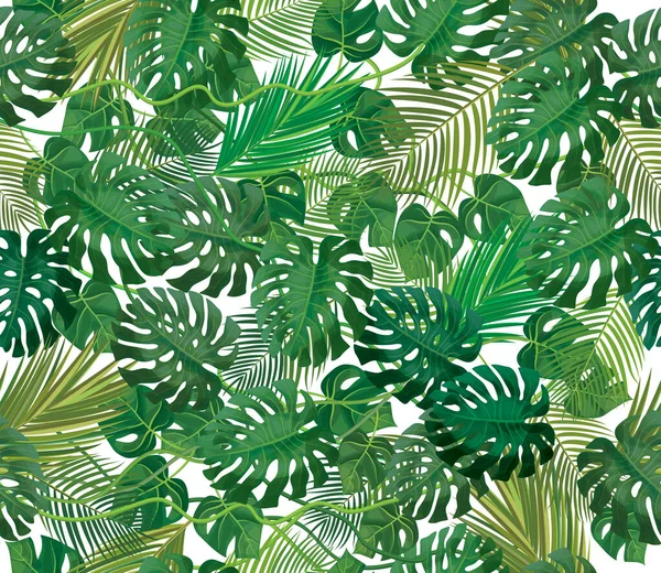 Seamless Tropical Exotic Leaves Pattern Isolated — Stock Vector