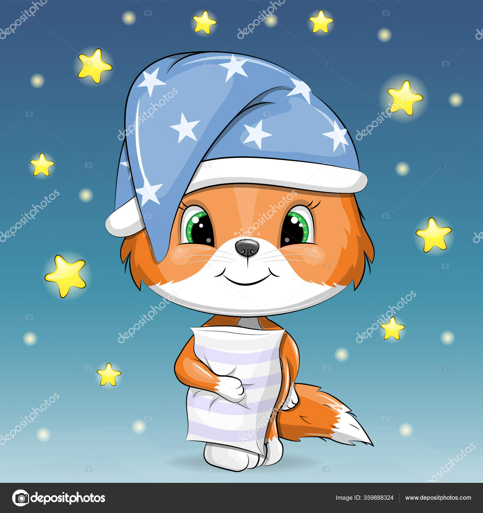 Download A Cartoon Fox In A Hat And A Speech Bubble Wallpaper