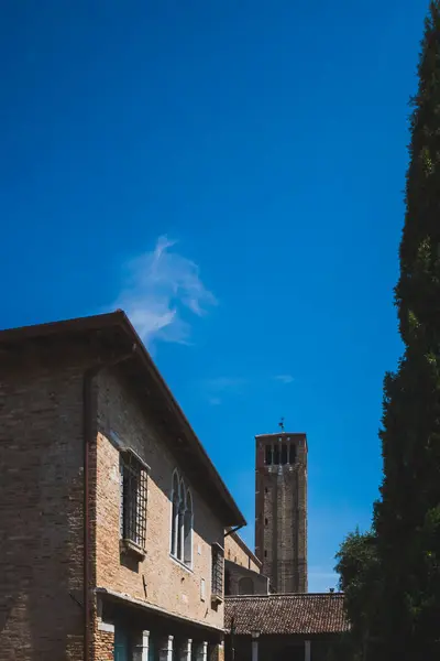 Bell Tower of Cathedral of Santa Maria Assunta över byggnader och — Stockfoto