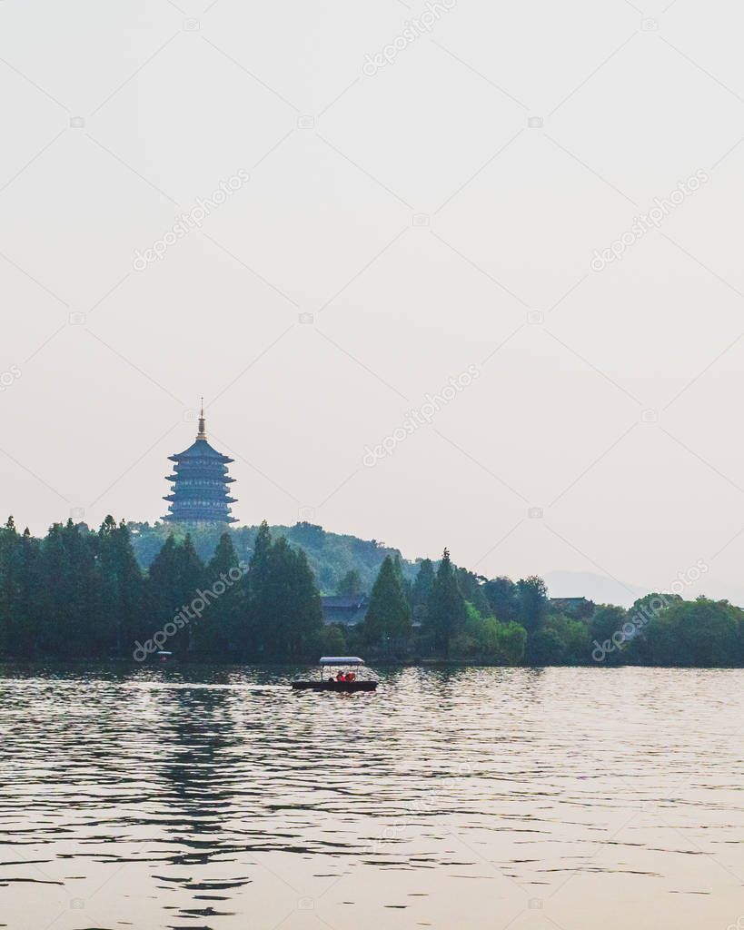 West Lake landscape with Leifeng Pagoda, Hangzhou, China