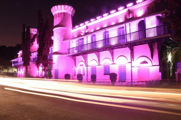 Light trail passing through Cellular Jail     pancient,andaman,a Stock Photo