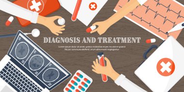 Tıbbi düz arka plan. Sağlık, ilk yardım, araştırma, kardiyoloji. Tıp, çalışma. Kimya Mühendisliği, eczane.