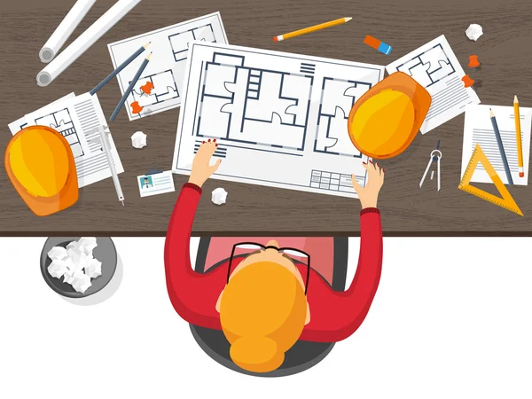 Vektör çizim. Mühendislik ve Mimarlık. Proje, inşaat. Mimari Proje. , Tasarlayın. Araçları ile çalışma alanı. Planlama, oluşturma.