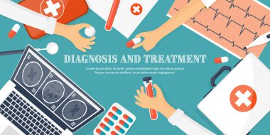 Tıbbi düz arka plan. Sağlık, ilk yardım, araştırma, kardiyoloji. Tıp, çalışma. Kimya Mühendisliği, eczane.