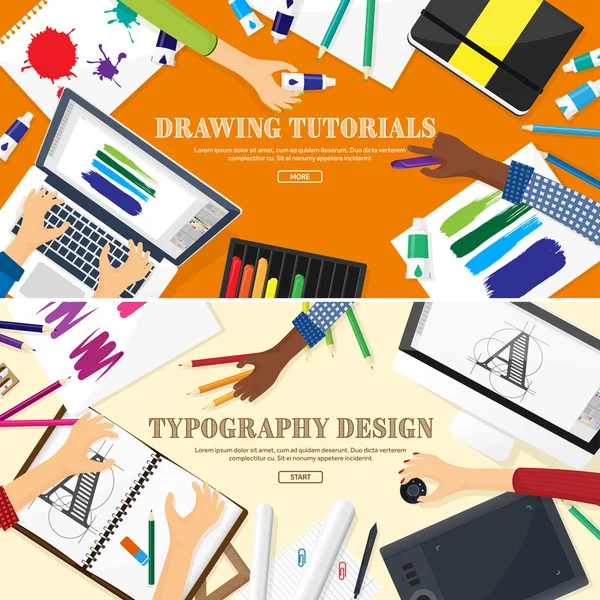 Web design gráfico. Desenho e pintura. Desenvolvimento. Ilustração, esboço, freelance. Interface de usuário. UI. Computador, laptop . —  Vetores de Stock