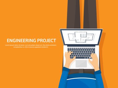 Vektör çizim. Mühendislik ve Mimarlık. Proje, inşaat. Mimari Proje. , Tasarlayın. Araçları ile çalışma alanı. Planlama, oluşturma.