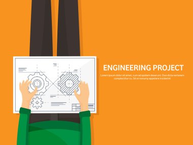 Vektör çizim. Mühendislik ve Mimarlık. Proje, inşaat. Mimari Proje. , Tasarlayın. Araçları ile çalışma alanı. Planlama, oluşturma.