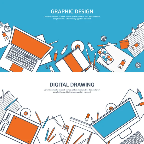 Vector illustration. Study and education. Lined flat style. Knowledge,information. School learning process.Online courses. — Stock vektor