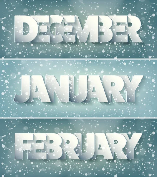 Winter Weihnachten, Weihnachten Neujahrskarte. Typografie. Urlaub.Dezember, Januar, Februar. — Stockvektor